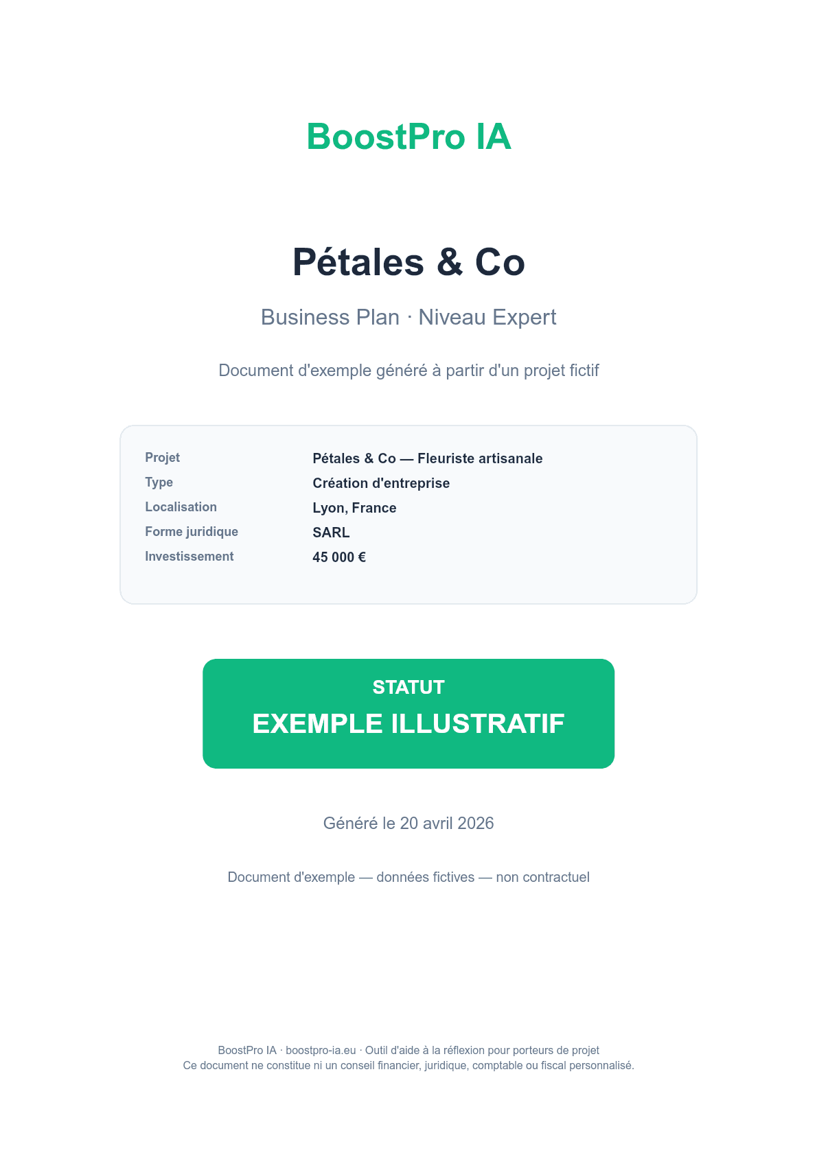 Aperçu rapport BoostPro IA — Pétales & Co fleuriste artisanale